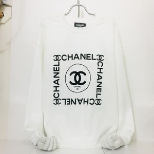 White bootleg Chanel sweatshirt